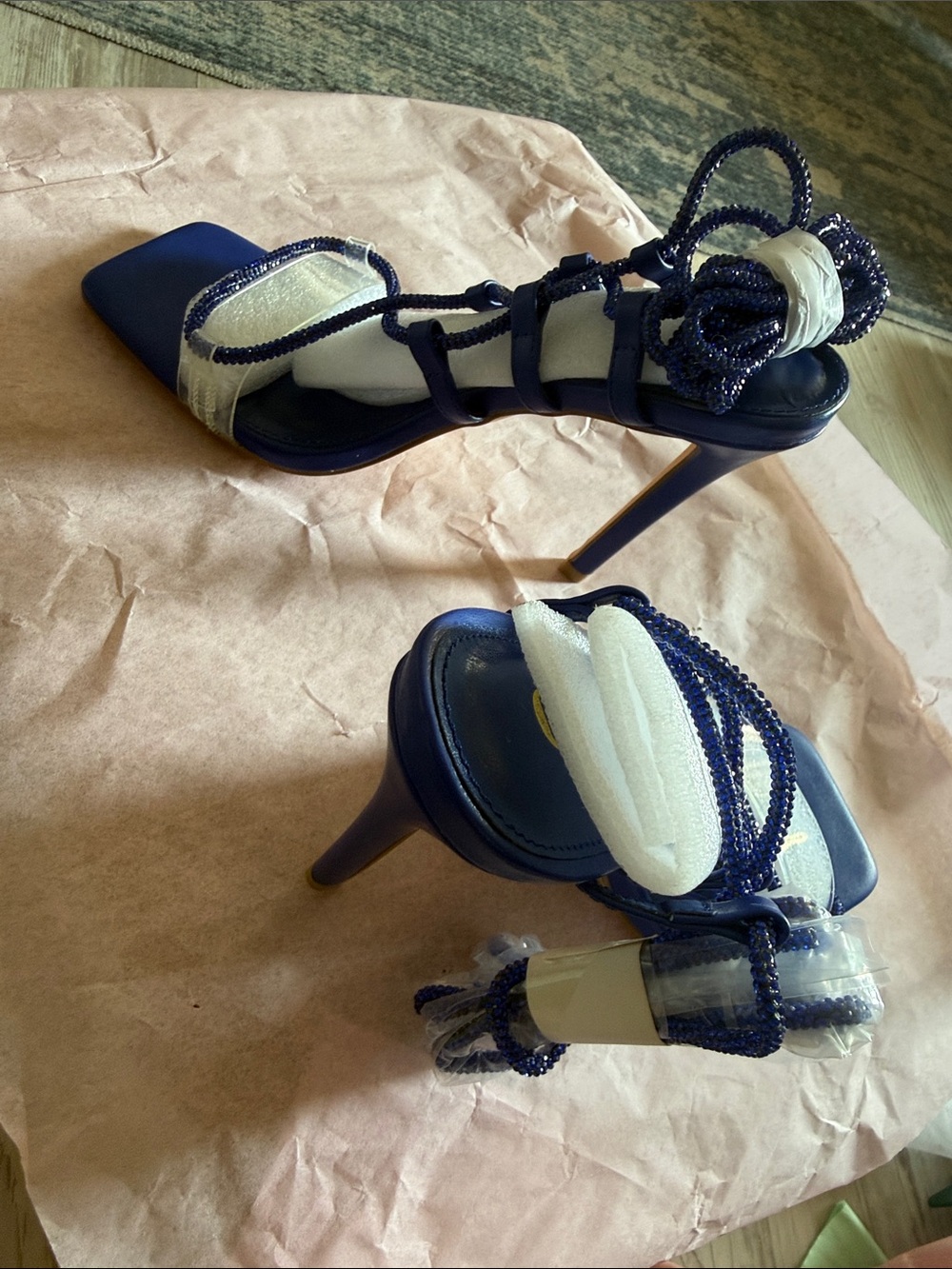 Women's Navy Strappy High Heel Sandals
